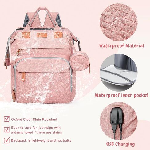 JOYCE Diaper Bag, with Diaper Changing Station, Multi-functional Large-capacity Diaper Bag Backpack, Best Gift for Newborns, Travel Essentials Diaper Bag Backpack (Pink) in Saudi Arabia