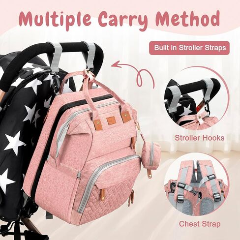 JOYCE Diaper Bag, with Diaper Changing Station, Multi-functional Large-capacity Diaper Bag Backpack, Best Gift for Newborns, Travel Essentials Diaper Bag Backpack (Pink) in Saudi Arabia