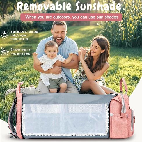 JOYCE Diaper Bag, with Diaper Changing Station, Multi-functional Large-capacity Diaper Bag Backpack, Best Gift for Newborns, Travel Essentials Diaper Bag Backpack (Pink) in Saudi Arabia