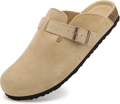 Womens Clogs Soft Leather Mules Cork Footbed Sandals Non-Slip Comfort Potato Shoes in Kuwait