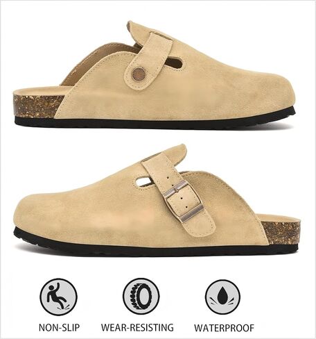 Womens Clogs Soft Leather Mules Cork Footbed Sandals Non-Slip Comfort Potato Shoes in Kuwait