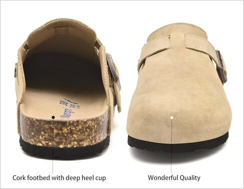 Womens Clogs Soft Leather Mules Cork Footbed Sandals Non-Slip Comfort Potato Shoes in Kuwait