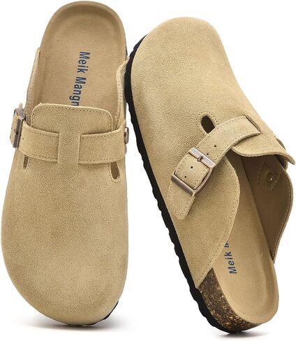 Womens Clogs Soft Leather Mules Cork Footbed Sandals Non-Slip Comfort Potato Shoes in Kuwait