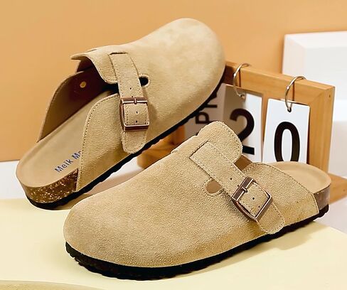 Womens Clogs Soft Leather Mules Cork Footbed Sandals Non-Slip Comfort Potato Shoes in Kuwait