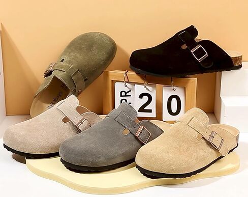 Womens Clogs Soft Leather Mules Cork Footbed Sandals Non-Slip Comfort Potato Shoes in Kuwait