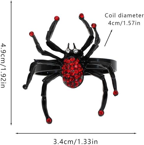 مجموعة من 6 حلقات منديل من الألماس العنكبوتي، حلقات منديل سوداء، حلقات منديل، حامل من سبيكة معدنية، حامل حلقة منديل لتزيين طاولات الهالوين، مستلزمات حفلات الطعام ﻿ (أسود) in Kuwait