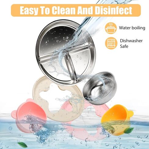 Stainless Steel Baby Plate and Bowls with Suction, Divided Kids Baby Plate and Toddler Bowl with Removable Silicone Suction, Non-Slip Baby Feeding Set Dishwasher Safe，4 Packs in Saudi Arabia