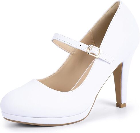 Idifu in4 Mary Jane Shoes Platform مغلق Tee Tee Tee High Stiletto Round Round Toe Pumps Women's Press Shoes for Wedding Office Office مكتب الزفاف الرسمي in Saudi Arabia