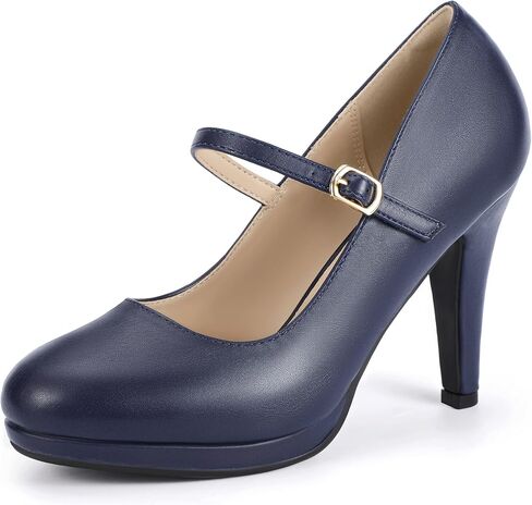 Idifu in4 Mary Jane Shoes Platform مغلق Tee Tee Tee High Stiletto Round Round Toe Pumps Women's Press Shoes for Wedding Office Office مكتب الزفاف الرسمي in Saudi Arabia