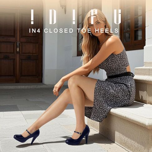 Idifu in4 Mary Jane Shoes Platform مغلق Tee Tee Tee High Stiletto Round Round Toe Pumps Women's Press Shoes for Wedding Office Office مكتب الزفاف الرسمي in Saudi Arabia