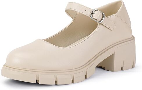 IDIFU IN2 Platform Mary Janes Shoes Closed Round Toe Low Short Block Chunky Thick Heels Wedding Prom Formal Work Graduation Dress Shoes for Women Comfortable Cute Vintage Oxfords Uniform Dressy Pumps in Saudi Arabia