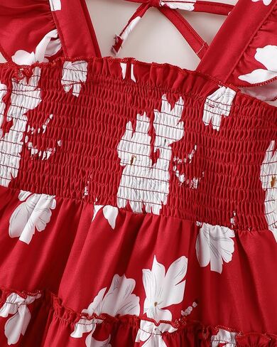 Kids Toddler Dress Baby Girl Summer Clothes Sleeveless Ruffle Smocked Dresses Little Girls Casual Boho Beach Sundress in Kuwait