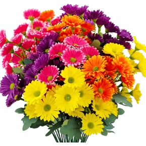 8 Bundles Fake Mums Silk Artificial Fall Gerbera Daisy Flowers for Outdoors Realistic Fake Floral Bouquet UV Resistant for Outside Home Indoor Garden Porch Table Vase Fall Decoration (orange)