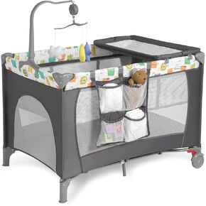 Pack and Play, Travel Crib, with Changing Table, Portable Pack and Play, with Carry Bag, Foldable, Portable Crib for Toddlers 1-3(Black)