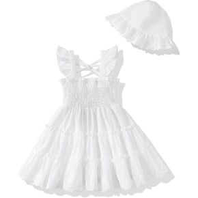 Kids Toddler Dress Baby Girl Summer Clothes Sleeveless Ruffle Smocked Dresses Little Girls Casual Boho Beach Sundress