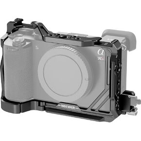 NEEWER A7C II A7CR Camera Cage, Aluminum Video Rig with QR Base Arca Type Anti Slip Compatible with Sony DJI RS Gimbal, HDMI Cable Clamp, NATO Rail, Cold Shoe 3/8" ARRI 1/4" Thread, CA050 Silver