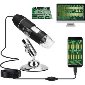 USB Digital Microscope Camera 50X to 1600X LED Microscope HD Handheld Microscopes with Bracket Portable Microscopes Compatible with iOS & Android Devices