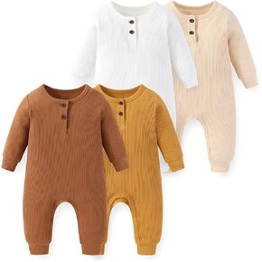 Unisex Long Sleeve 4-Pack Baby Romper infant Boy Girl Jumpsuits 0-24Months New Born Outfits in Kuwait