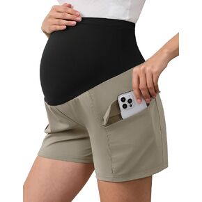 POSHGLAM Women‘s Maternity Quick-Dry Cargo Shorts Over Belly Workout Casual Hiking Summer Shorts