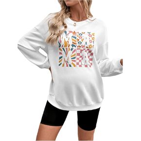 MakeMeChic Women's Maternity Sweatshirts Letter Graphic Long Sleeve Round Neck Mama Pullover Tops