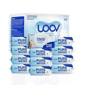 Pure Water Natural Baby Wipes Sensitive Organic Baby Wipes Water Based Unscented Hypoallergenic Wipes No Add Scents 64 Count | 384 Wipes (6 Pack x 64 Count Wipes)
