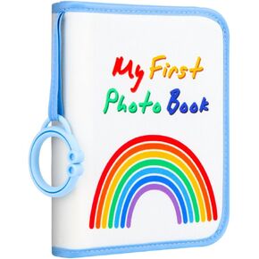 Baby Photo Book Holds 21 4x6 Photos, My First Photo Book for Baby or Toddlers,Baby Photo Album Soft Cloth Family Book, Cute Book Gift for Babies Shower Newborns Family Photos (Blue)