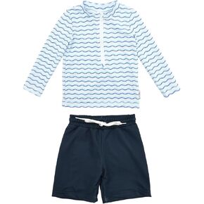 ALVABABY Long Sleeve Baby/Toddler Boys' Rash Guard Sets,Boy Swimsuit UPF 50+ Sun Protection 2 Piece Bathing Suit