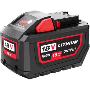 Replacement for Milwaukee M-18 Battery High Output 18v 15.0 Ah Lithium-Ion Compatible with Milwaukee Battery 18V 48-11-1890 48-11-1880 48-11-1852 48-11-1850 48-11-1840 Cordless Power Tools