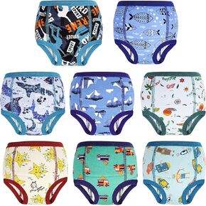 MOEMOE BABY Training Underwear 8 Packs Soft Cotton Absorbent Potty Training Pants for Toddler Boys and Girls 2-9 Years
