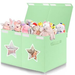 Large Toy Box Chest,Collapsible Sturdy Storage Bins with Lids,Large Kids Toy Storage Organizer Boxes Baskets for Kids,Boys,Girls,Toddler,Nursery Room,Playroom(Orange Heart)