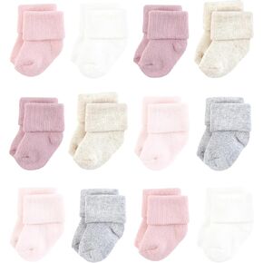 Hudson Baby Baby Unisex Cotton Rich Newborn and Terry Socks, Mauve Neutral, 0-6 Months, Pink