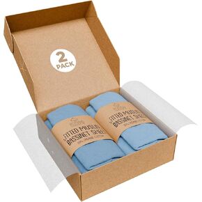 KoolerThings Bassinet Sheet for Bassinet Mattress - 100% Organic Muslin Cotton - Snuggly Soft & Cozy Sheets Fitted for Ronbei, Amke, Baby Delight & Fodoss Bedside Sleeper 2 Pack
