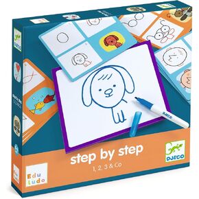 DJECO Step by Step 1, 2, 3 & Co Learning Kit - Learn to Draw Numbers & Symmetry Step by Step - Fun & Creative Activity for Friends & Family for Children 4+ Years Girls & Boys