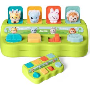 Green Animals Toy - Cute Early Learning Interactive Funny Activity Montessori Toys, Developmental Cause and Effect Color Sorting Sensory Switch Box for Toddlers 18 Months+ Boys Girls