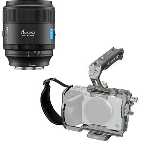 SIRUI Aurora 85mm F1.4 Full Frame Auto Focus Telephoto Prime Portrait Lens for E Mount and Camera Cage Kit for Sony FX 3 FX30