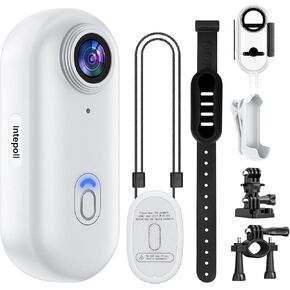 4K Mini WIFI Action Camera 128GB Thumb POV Portable Body Cam Wearable Video Recorder with IPX7 Waterproof Underwater Camcorder, Helmet Mount, Magnetic Sport DV for Bike Cycling, Pet, Vlogging(Black)