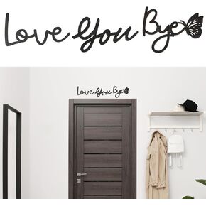 21.6" Love You Bye Wood Sign, Above Door Home Wall Boho Decor Plaque, Black Modern Simplicity Decoration for Front Door Entryway Living Room Aesthetic, Show Your Love and Warm for Your Family