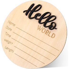 1 PCS Baby Announcement Sign, Wooden Newborn Sign, Circle Welcome Baby Sign, Birth Announcement Sign for Hospital, Baby Name Sign for Photo Props Baby Shower