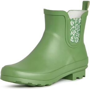 Laura Ashley Ladies ELASTIC Mid Cut Ankle Height Rubber Rain Boots