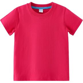 AMIYAN Toddler T Shirts Boys Girls Basic Tee Summer Cotton T-Shirts Crewneck Short Sleeve Shirts for Kids 2-7Y