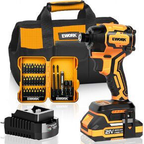 21V 1/4" Cordless Impact Driver Kit, Max Torque 2300 In-lbs, Compact & Brushless Power Impact Drivers 4-Speed Mode with 2.0Ah Battery and Fast Charger for Professional User or DIY
