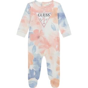 GUESS baby-girls Eco All Over Print Interlock Footed Onesie