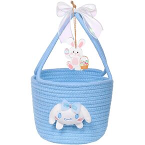 Easter Baskets for Kids Baby Easter Basket with Double Handle Bunny Egg Basket for Hunt Filling Eggs Easter Baskets for Girls Boy Son Infant Granddaughter (Blue)