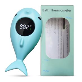 Baby Bath Thermometer Fish – Floating Waterproof Thermometer for Baby Safety | Instant Read Water Temperature Monitor for Newborns & Toddlers | BPA-Free, Easy to Use with Color Indicators (Blue)