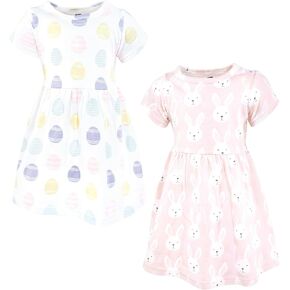 Hudson Baby Girls Cotton Dresses, Easter Bunny Pink