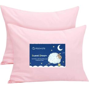 2 Pack Organic Cotton Toddler Pillowcase/Travel Pillowcase 14x20 Inches with Envelope Closure - Soft & Breathable Children Pillow Case Cover Solid Pink