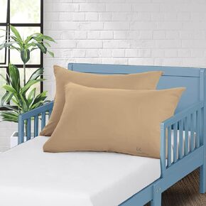 Toddler Travel Youth Pillowcase 16x22 inch, 100% Soft Egyptian Cotton Set of 2 Small Pillowcase 500 Thread Count with Zipper Closure Toddler Pillowcase 16x22, Taupe