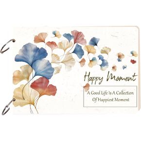 SUPERDANT Wooden Card Keeper Binder Happy Moment Greeting Card Organizer Ginkgo Postcard Photo Album Cover Ginkgo Leaf Birthday Cards Keeper Book Holder Wedding Holiday Organizer Keepsake Gifts