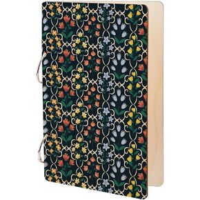 SUPERDANT Wooden Loose Leaf Binder Floral Pattern Greeting Card Organizer Flowers Book Postcard Photo Album 2-Rings Cover Gift Book Greeting Birthday Card Holder Storage Keepsake