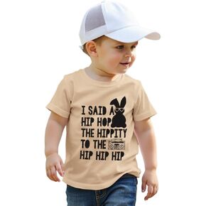 MODNTOGA Toddler Boy Easter Outfit Shirt I Sad A Hip Hop Bunny Graphic T-Shirt Happy Easter Rabbit Print Short Sleeve Tee Top